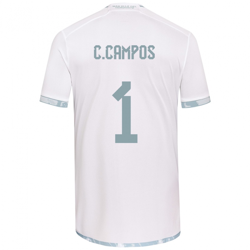 Bambino Maglia Cristóbal Campos #1 Bianco Grigio Kit Gara Away 2024/25 Maglietta