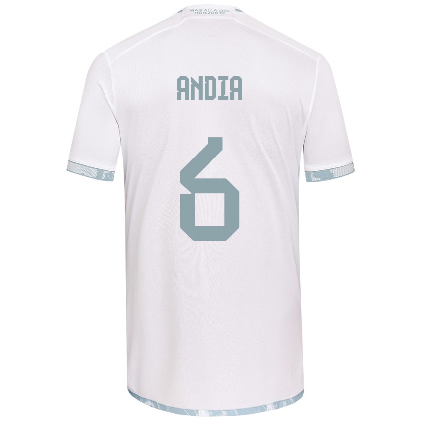 Bambino Maglia Yonathan Andía #6 Bianco Grigio Kit Gara Away 2024/25 Maglietta