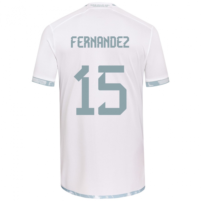 Bambino Maglia Vicente Fernández #15 Bianco Grigio Kit Gara Away 2024/25 Maglietta