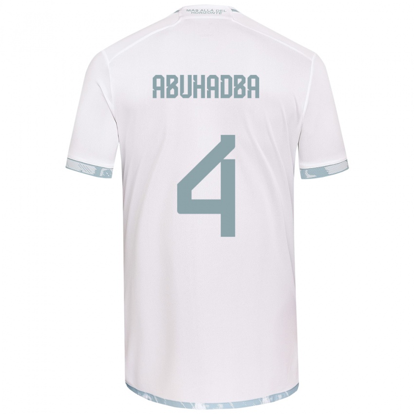 Bambino Maglia Zacarías Abuhadba #4 Bianco Grigio Kit Gara Away 2024/25 Maglietta