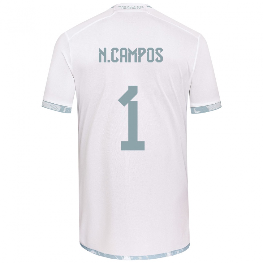 Bambino Maglia Natalia Campos #1 Bianco Grigio Kit Gara Away 2024/25 Maglietta