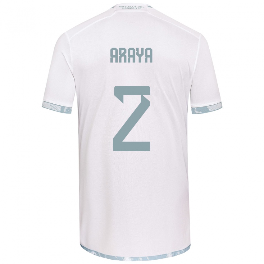 Bambino Maglia Fernanda Araya #2 Bianco Grigio Kit Gara Away 2024/25 Maglietta