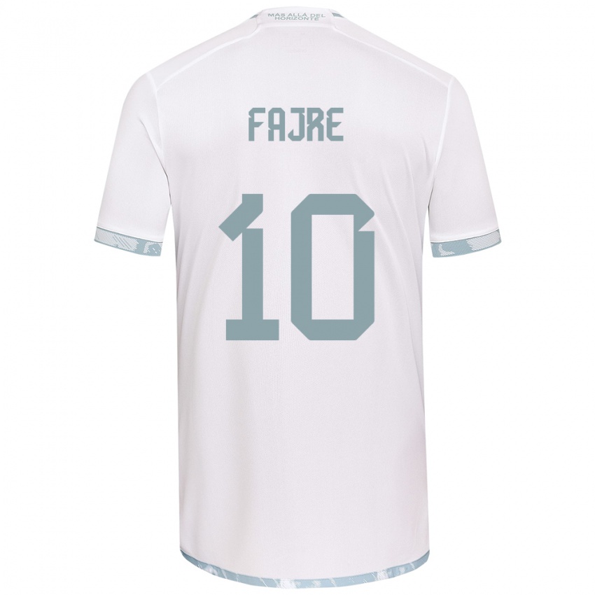 Bambino Maglia Nicole Fajre #10 Bianco Grigio Kit Gara Away 2024/25 Maglietta