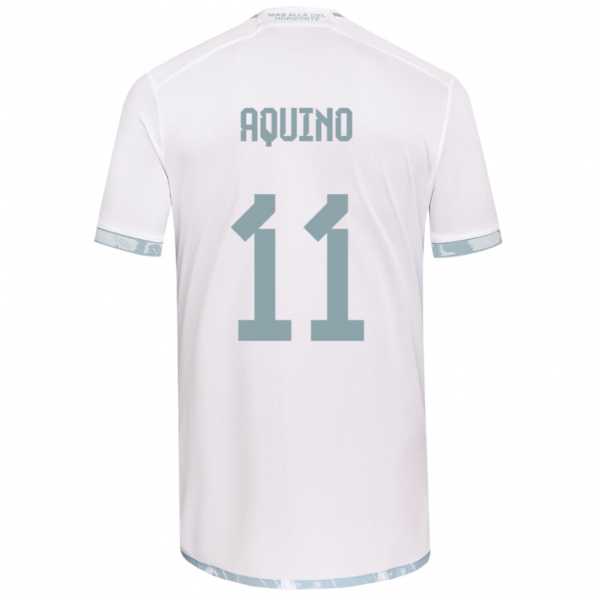 Bambino Maglia Yisel Aquino #11 Bianco Grigio Kit Gara Away 2024/25 Maglietta