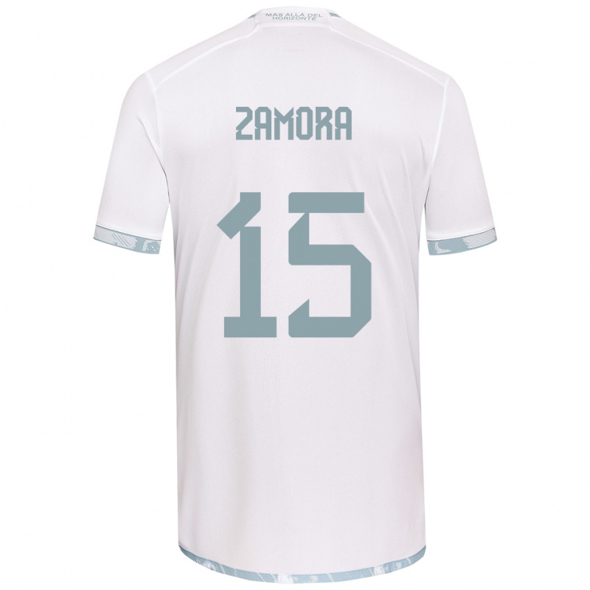 Bambino Maglia Daniela Zamora #15 Bianco Grigio Kit Gara Away 2024/25 Maglietta