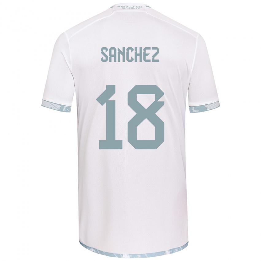 Bambino Maglia Bárbara Sánchez #18 Bianco Grigio Kit Gara Away 2024/25 Maglietta