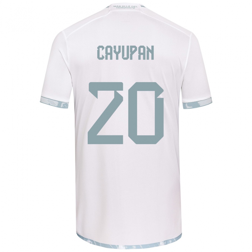 Bambino Maglia Natalia Cayupán #20 Bianco Grigio Kit Gara Away 2024/25 Maglietta