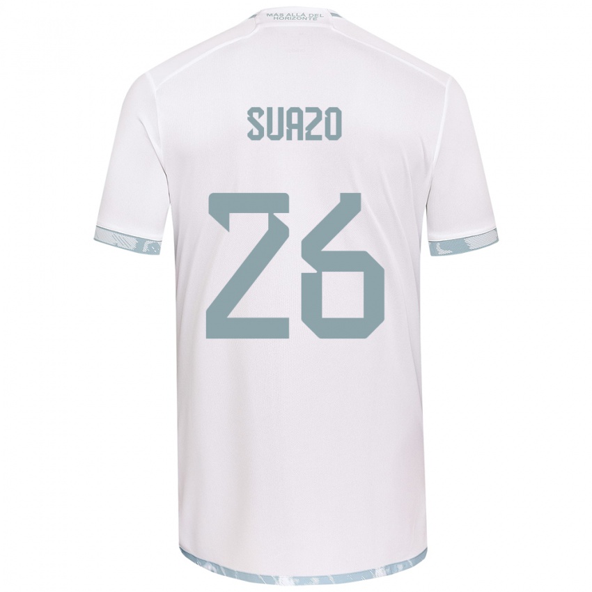 Bambino Maglia Gretzel Suazo #26 Bianco Grigio Kit Gara Away 2024/25 Maglietta