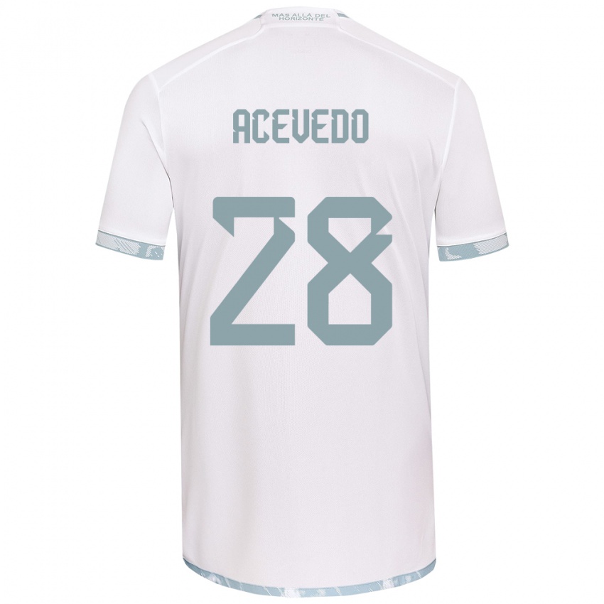 Bambino Maglia Florencia Acevedo #28 Bianco Grigio Kit Gara Away 2024/25 Maglietta