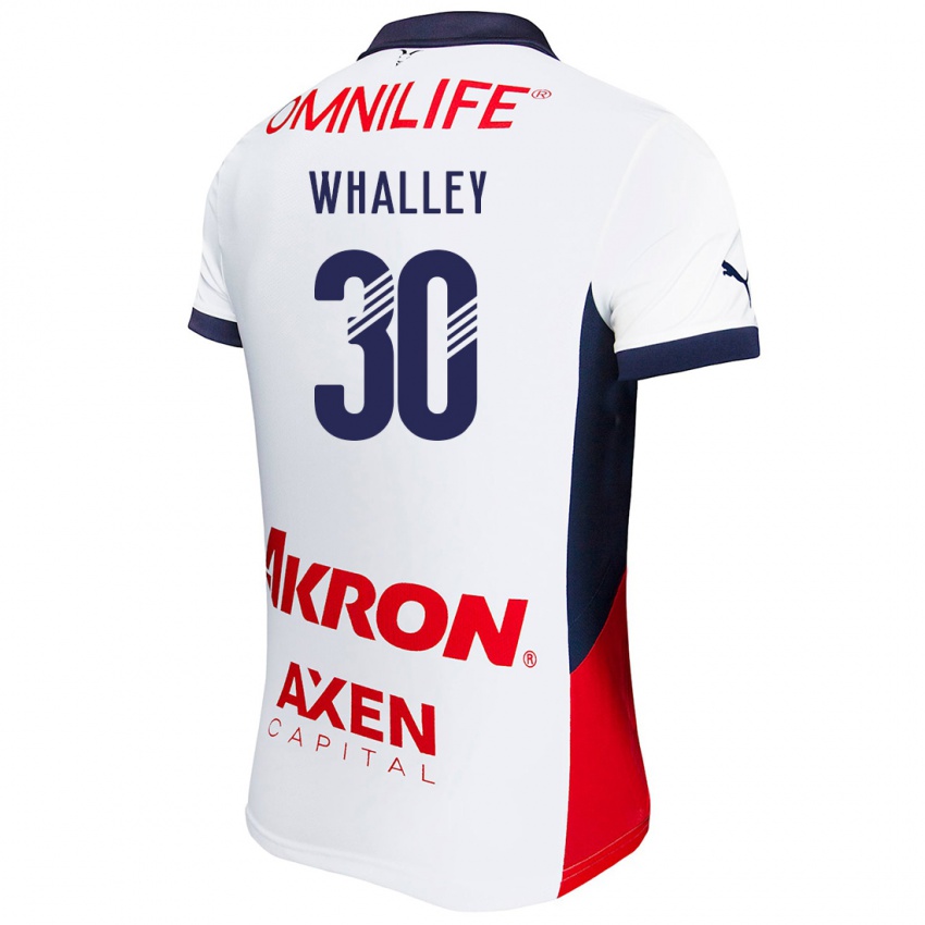 Bambino Maglia Óscar Whalley #30 Bianco Rosso Blu Kit Gara Away 2024/25 Maglietta