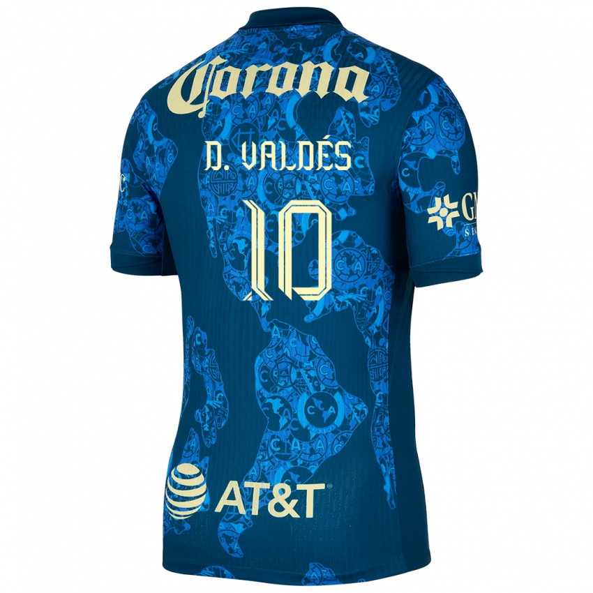 Bambino Maglia Diego Valdés #10 Blu Giallo Kit Gara Away 2024/25 Maglietta