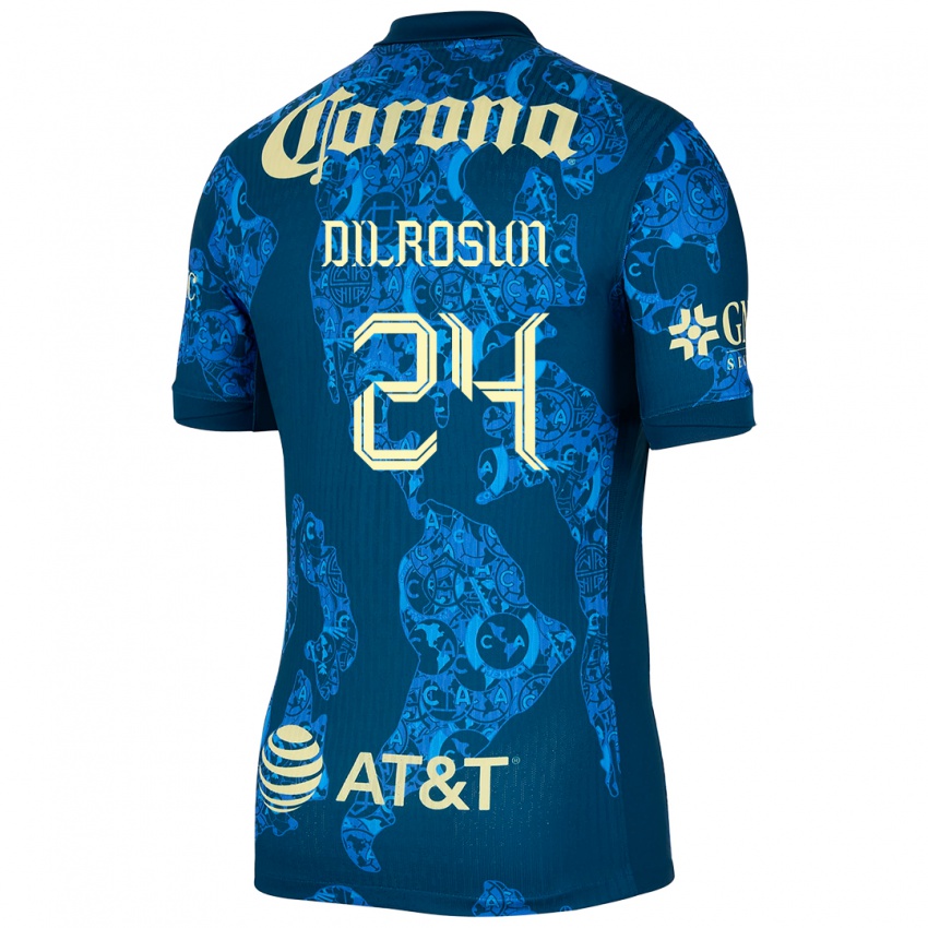 Bambino Maglia Javairô Dilrosun #24 Blu Giallo Kit Gara Away 2024/25 Maglietta