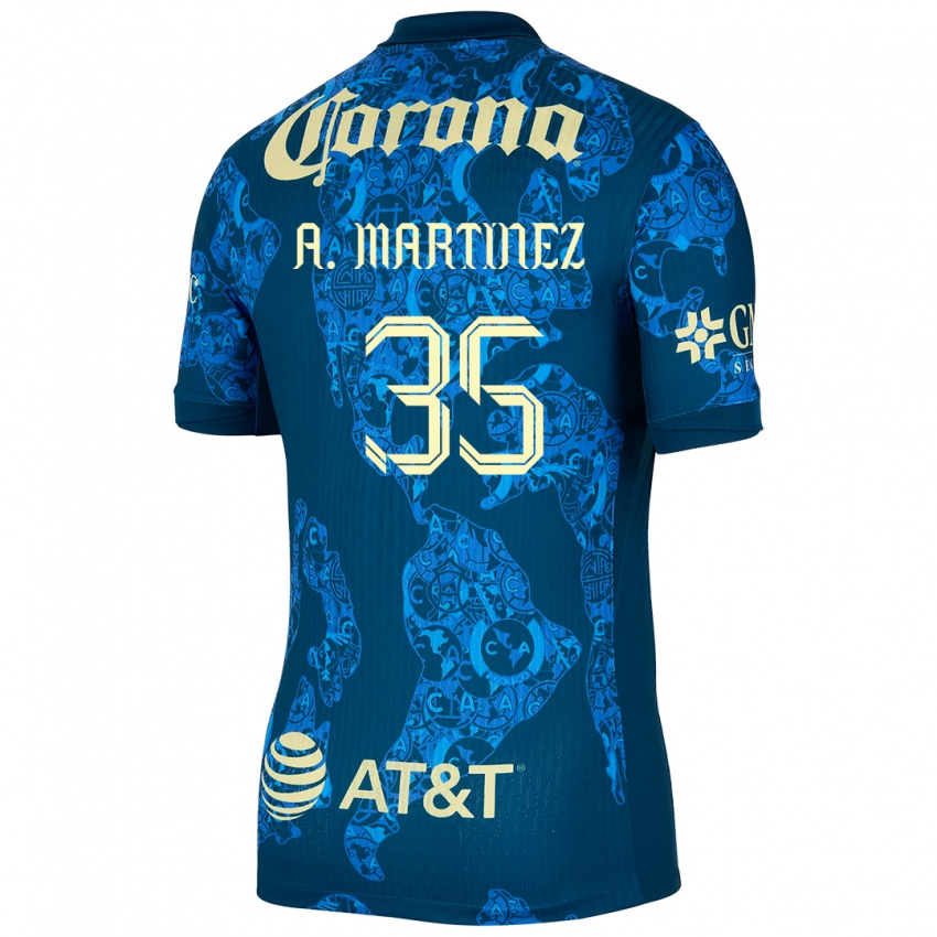 Bambino Maglia Arturo Martínez #35 Blu Giallo Kit Gara Away 2024/25 Maglietta