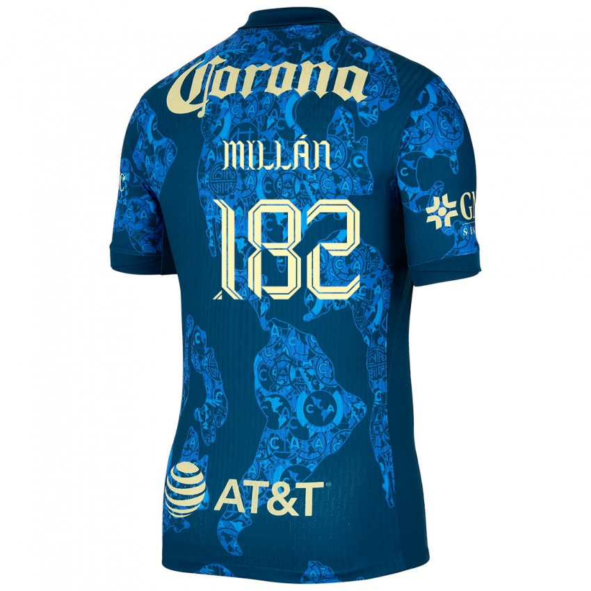 Bambino Maglia Daniel Millán #182 Blu Giallo Kit Gara Away 2024/25 Maglietta