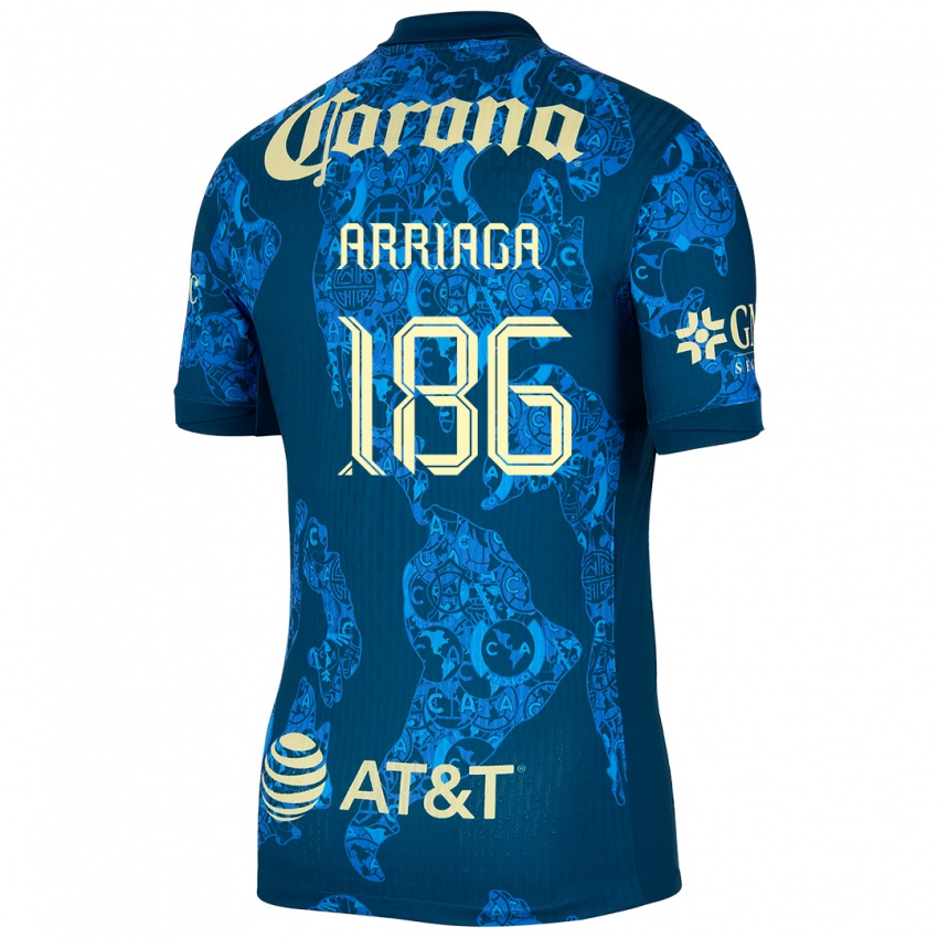 Bambino Maglia Diego Arriaga #186 Blu Giallo Kit Gara Away 2024/25 Maglietta