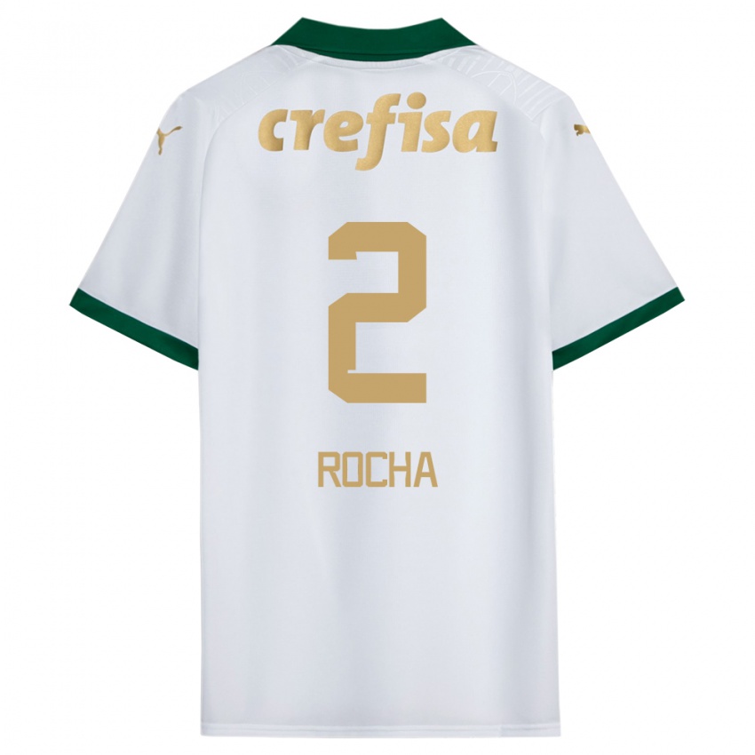 Bambino Maglia Marcos Rocha #2 Bianco Verde Kit Gara Away 2024/25 Maglietta