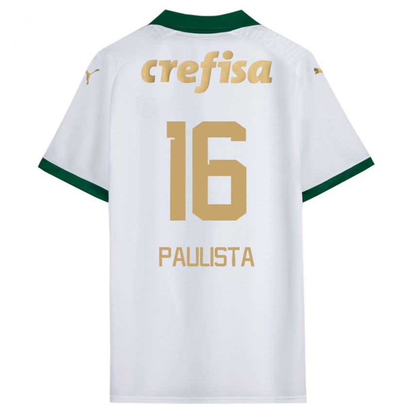 Bambino Maglia Caio Paulista #16 Bianco Verde Kit Gara Away 2024/25 Maglietta