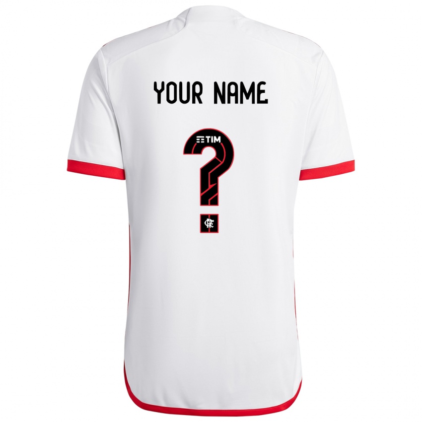 Bambino Maglia Il Tuo Nome #0 Bianco Rosso Kit Gara Away 2024/25 Maglietta