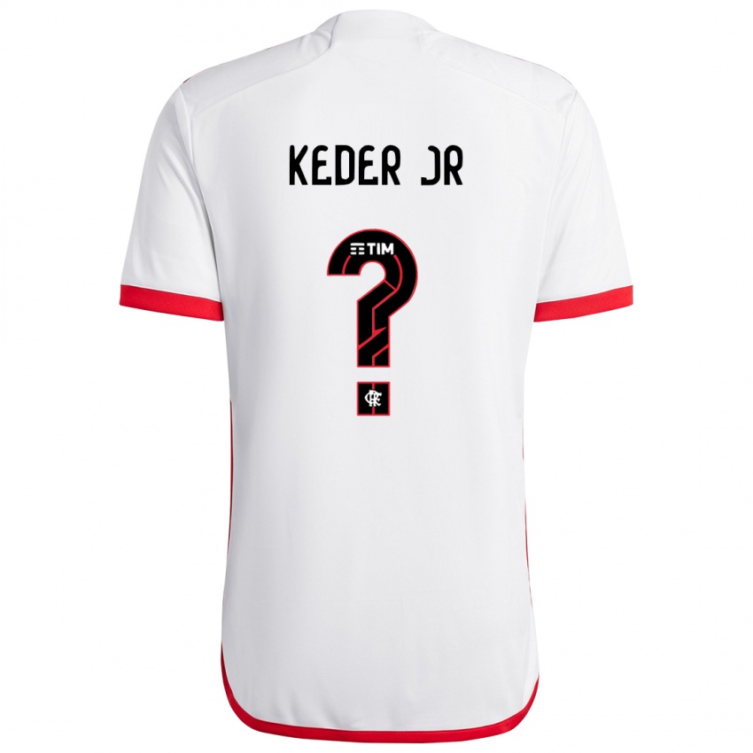 Bambino Maglia Keder Jr #0 Bianco Rosso Kit Gara Away 2024/25 Maglietta