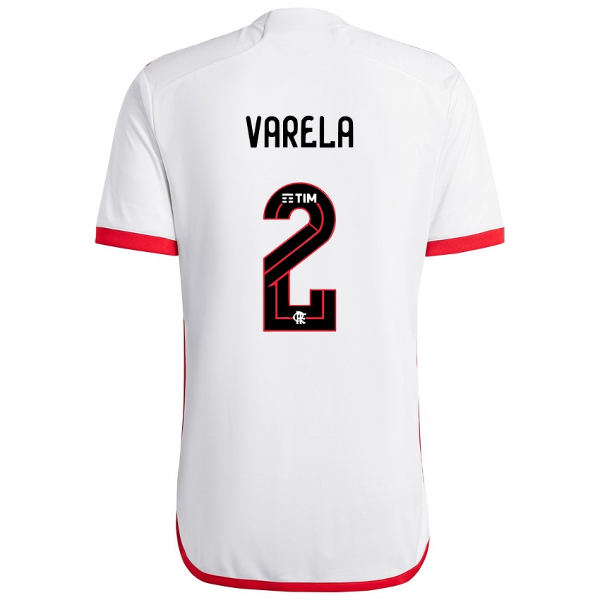 Bambino Maglia Guillermo Varela #2 Bianco Rosso Kit Gara Away 2024/25 Maglietta