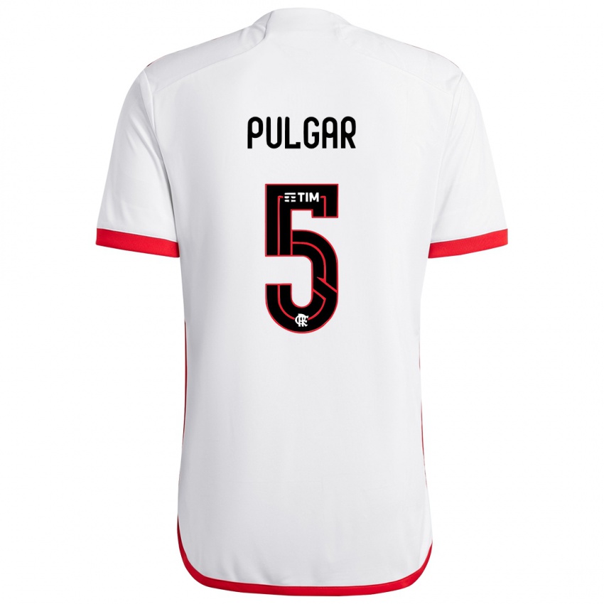 Bambino Maglia Erick Pulgar #5 Bianco Rosso Kit Gara Away 2024/25 Maglietta