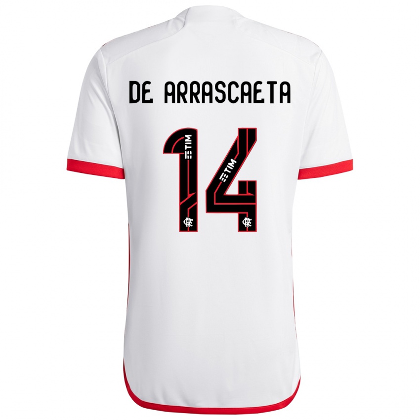 Bambino Maglia Giorgian De Arrascaeta #14 Bianco Rosso Kit Gara Away 2024/25 Maglietta