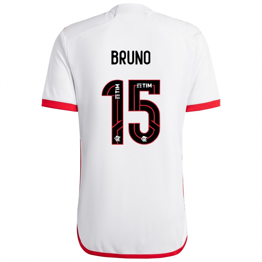 Bambino Maglia Fabrício Bruno #15 Bianco Rosso Kit Gara Away 2024/25 Maglietta