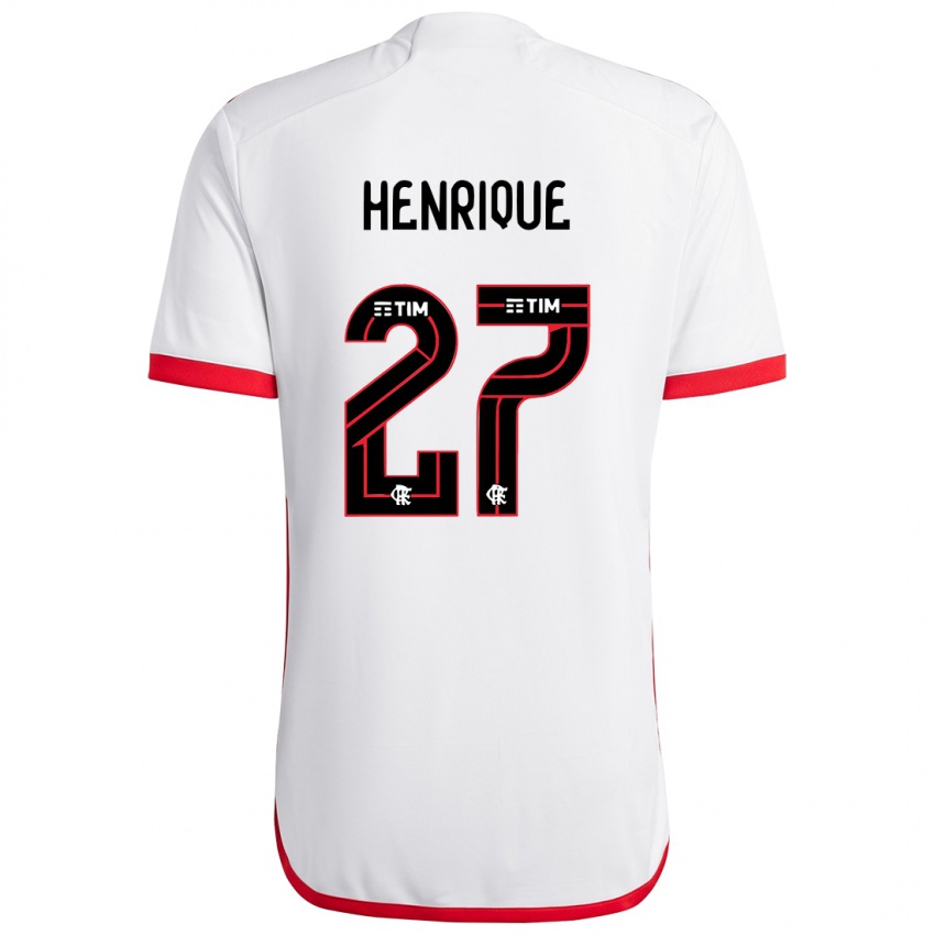 Bambino Maglia Bruno Henrique #27 Bianco Rosso Kit Gara Away 2024/25 Maglietta