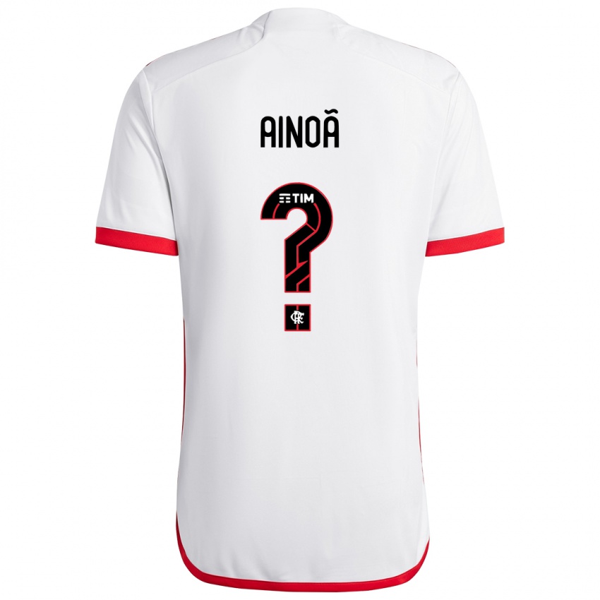 Bambino Maglia Ainoã #0 Bianco Rosso Kit Gara Away 2024/25 Maglietta