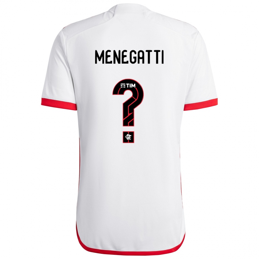 Bambino Maglia Kauan Menegatti #0 Bianco Rosso Kit Gara Away 2024/25 Maglietta