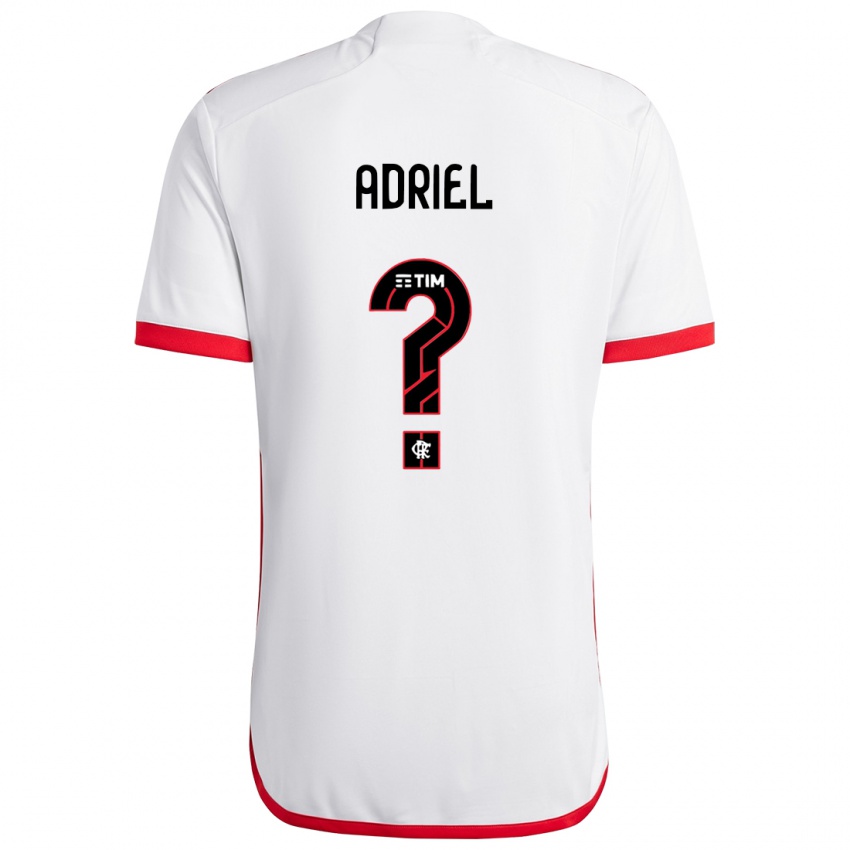 Bambino Maglia Adriel #0 Bianco Rosso Kit Gara Away 2024/25 Maglietta