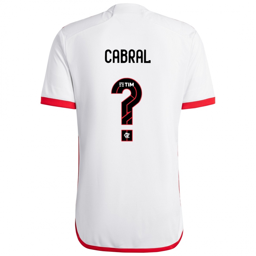 Bambino Maglia Daniel Cabral #0 Bianco Rosso Kit Gara Away 2024/25 Maglietta