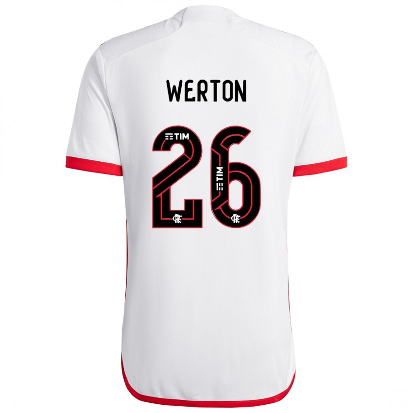 Bambino Maglia Werton #26 Bianco Rosso Kit Gara Away 2024/25 Maglietta