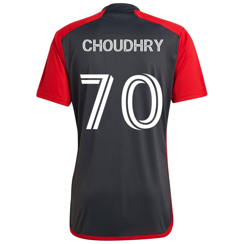 Uomo Maglia Benjamin Choudhry #70 Grigio Rosso Kit Gara Home 2024/25 Maglietta