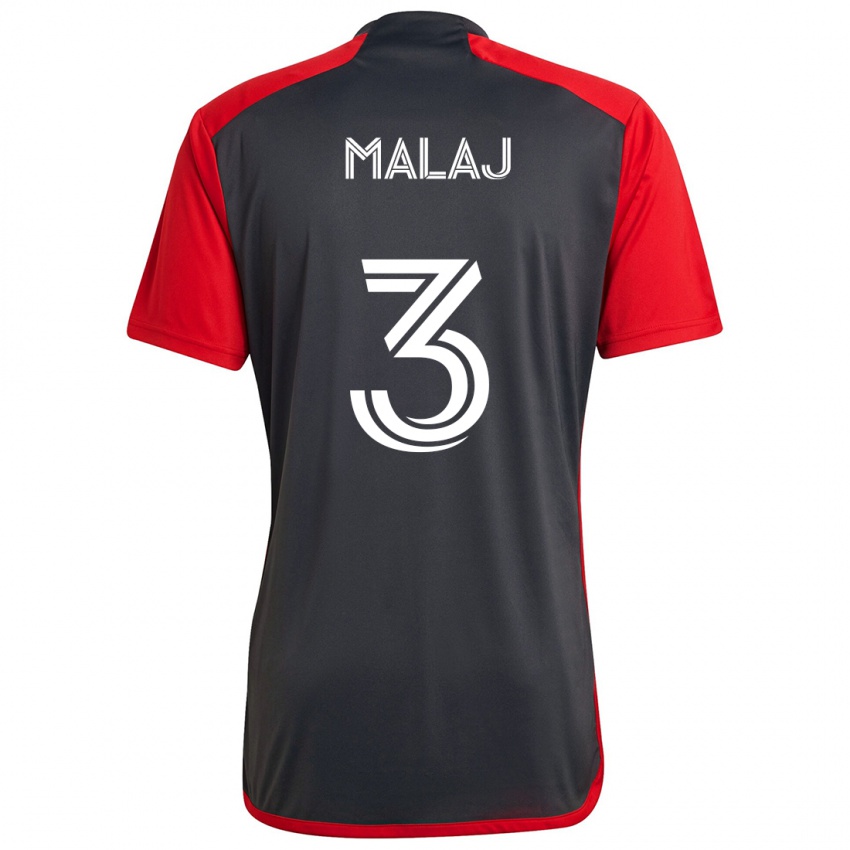 Uomo Maglia Albert Malaj #3 Grigio Rosso Kit Gara Home 2024/25 Maglietta