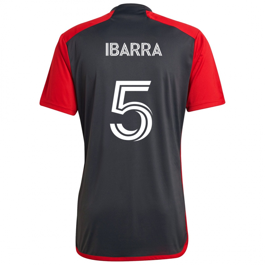 Uomo Maglia Franco Ibarra #5 Grigio Rosso Kit Gara Home 2024/25 Maglietta