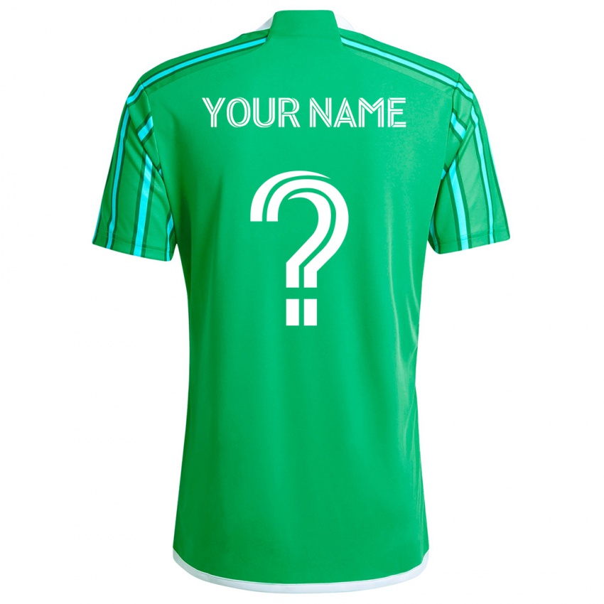 Uomo Maglia Il Tuo Nome #0 Verde Bianco Kit Gara Home 2024/25 Maglietta