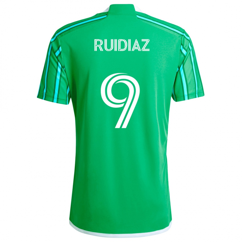 Uomo Maglia Raúl Ruidíaz #9 Verde Bianco Kit Gara Home 2024/25 Maglietta