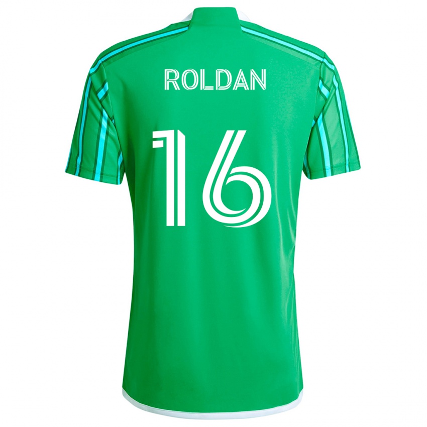 Uomo Maglia Álex Roldán #16 Verde Bianco Kit Gara Home 2024/25 Maglietta