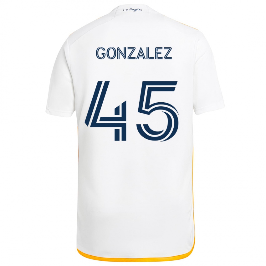 Uomo Maglia Adrián González #45 Bianco Giallo Kit Gara Home 2024/25 Maglietta