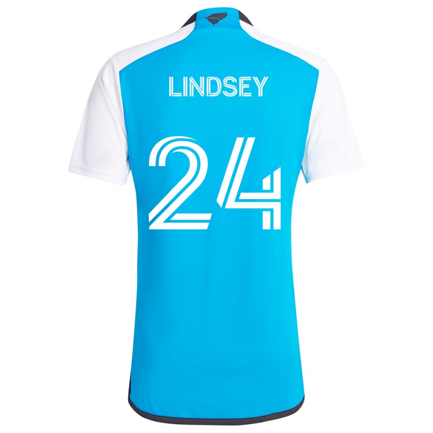 Uomo Maglia Jaylin Lindsey #24 Blu Bianco Kit Gara Home 2024/25 Maglietta