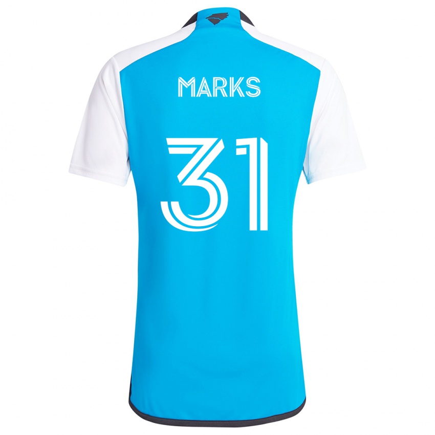 Uomo Maglia George Marks #31 Blu Bianco Kit Gara Home 2024/25 Maglietta