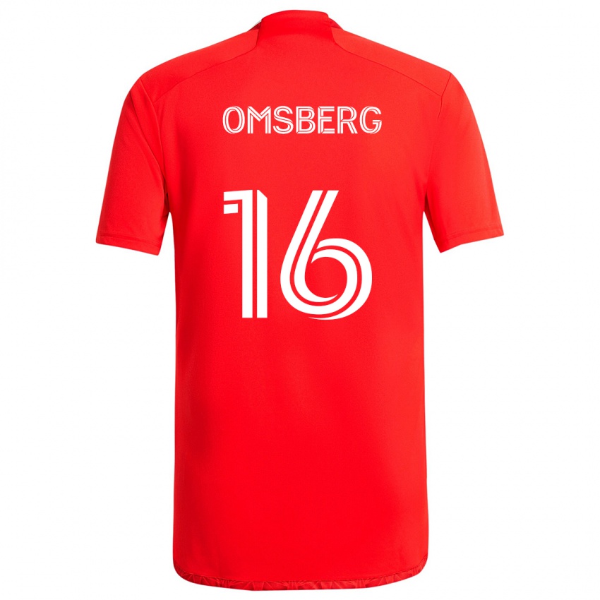 Uomo Maglia Wyatt Omsberg #16 Rosso Bianco Kit Gara Home 2024/25 Maglietta