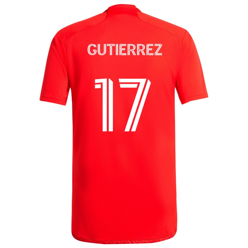 Uomo Maglia Brian Gutiérrez #17 Rosso Bianco Kit Gara Home 2024/25 Maglietta