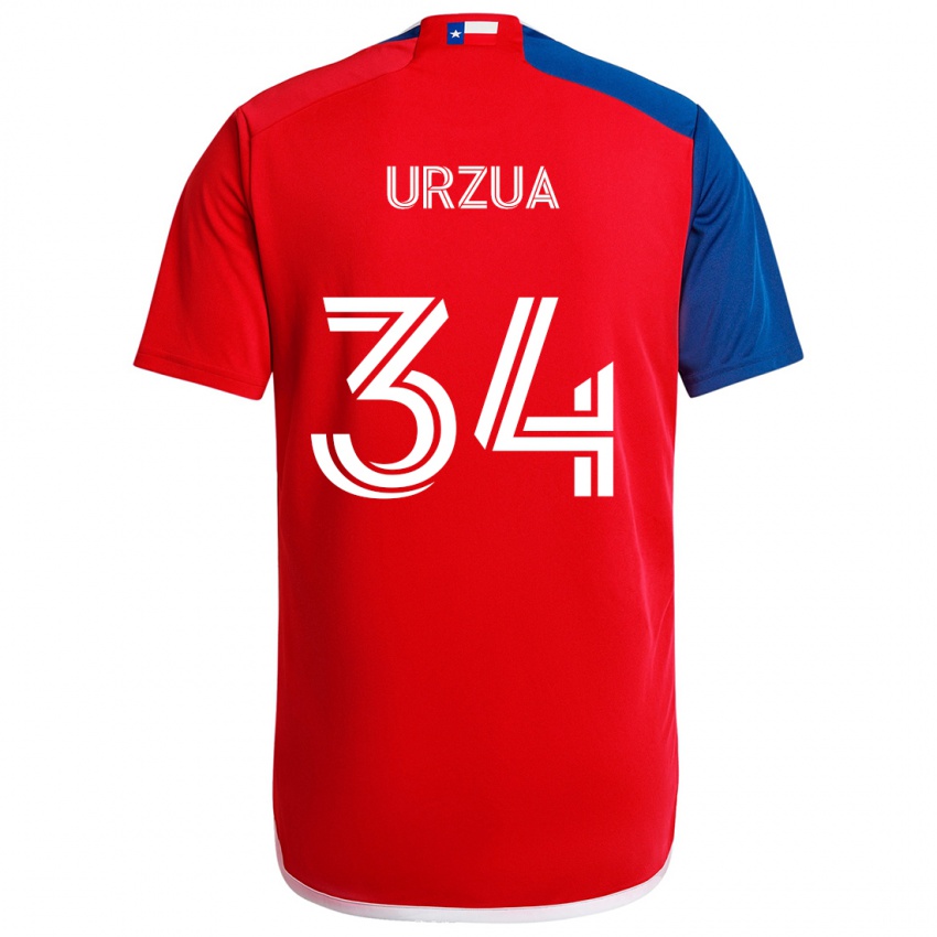 Uomo Maglia Alejandro Urzua #34 Blu Rosso Kit Gara Home 2024/25 Maglietta