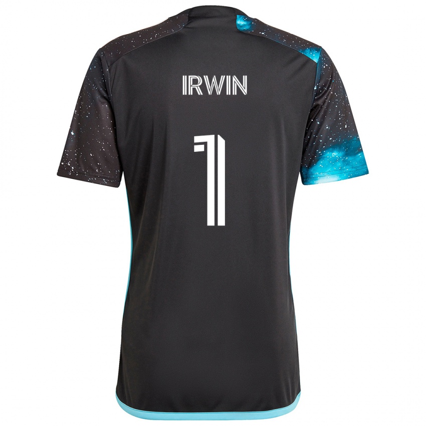 Uomo Maglia Clint Irwin #1 Nero Blu Kit Gara Home 2024/25 Maglietta