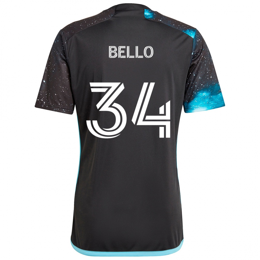 Uomo Maglia Zaydan Bello #34 Nero Blu Kit Gara Home 2024/25 Maglietta