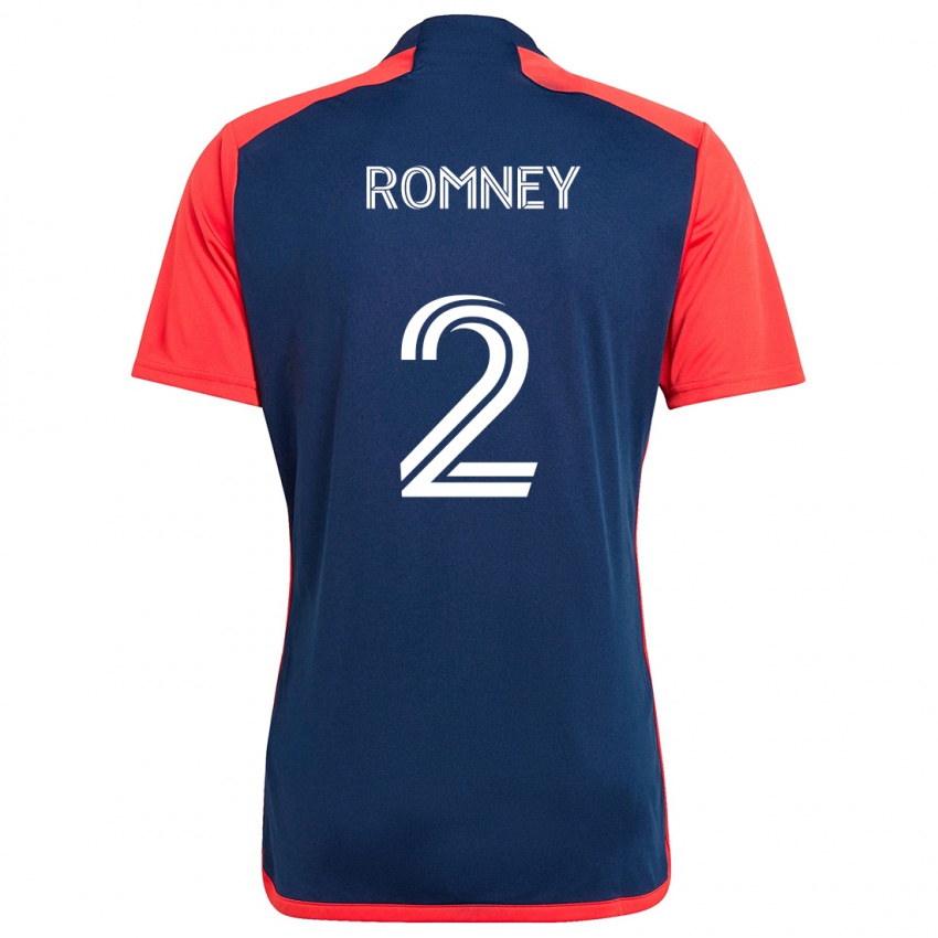 Uomo Maglia Dave Romney #2 Blu Rosso Kit Gara Home 2024/25 Maglietta