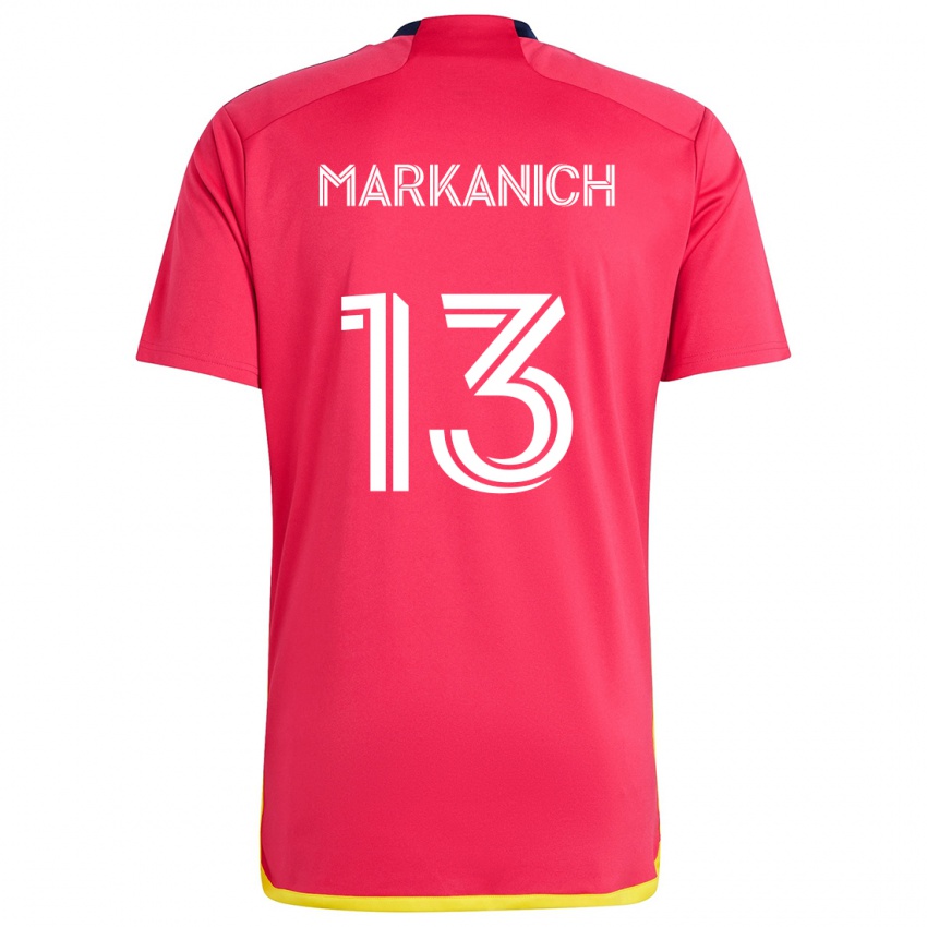 Uomo Maglia Anthony Markanich #13 Rosso Blu Kit Gara Home 2024/25 Maglietta