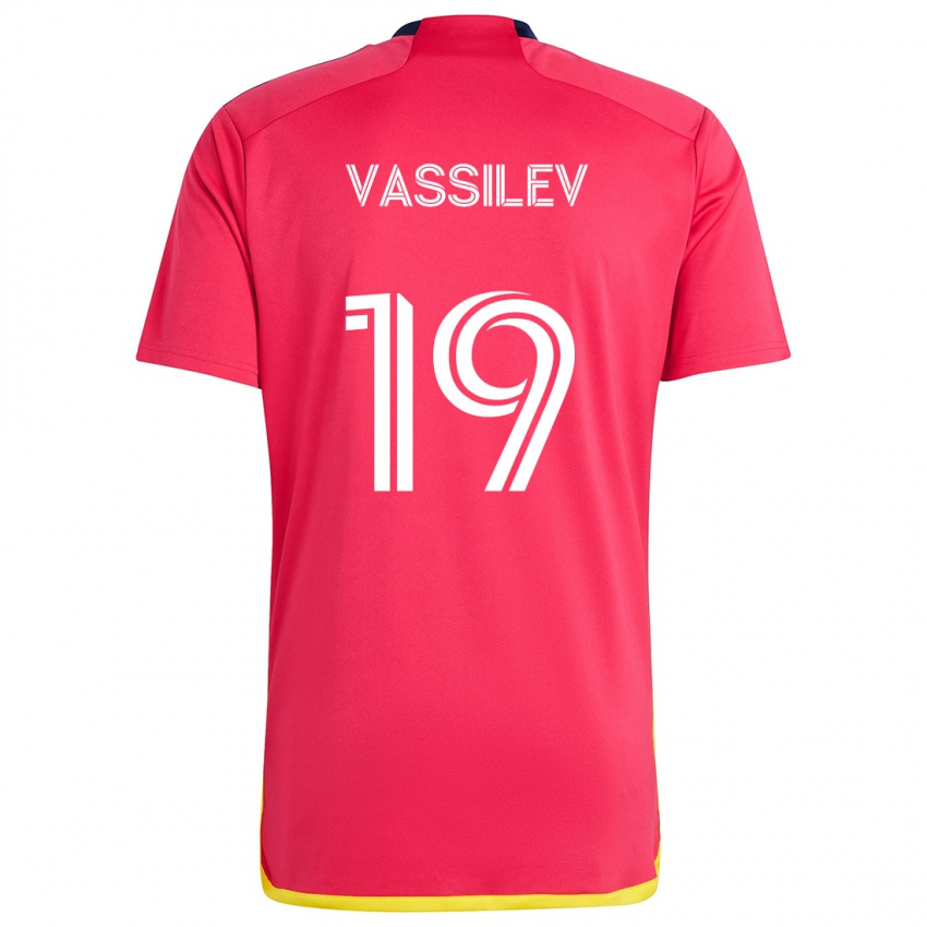 Uomo Maglia Indiana Vassilev #19 Rosso Blu Kit Gara Home 2024/25 Maglietta